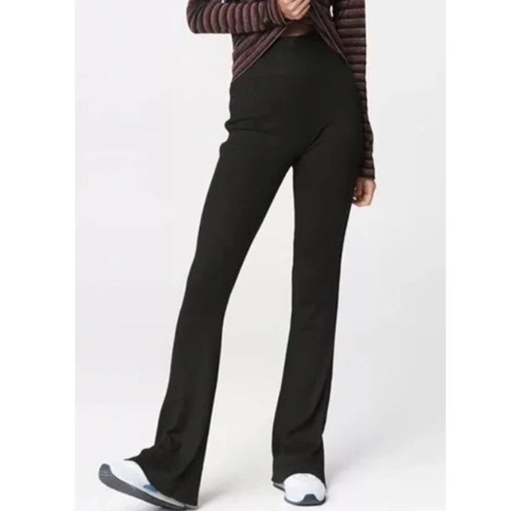 Rag & Bone Womens Ribbed Lounge Knit Flare Pants S Black Quiet Luxury Comfort